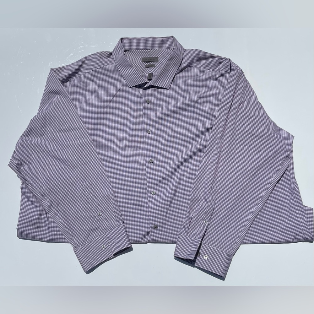 Calvin Klein Dress Shirt, Purple Check, Slim Fit, Neck Size 22, SleeveSize 34-35